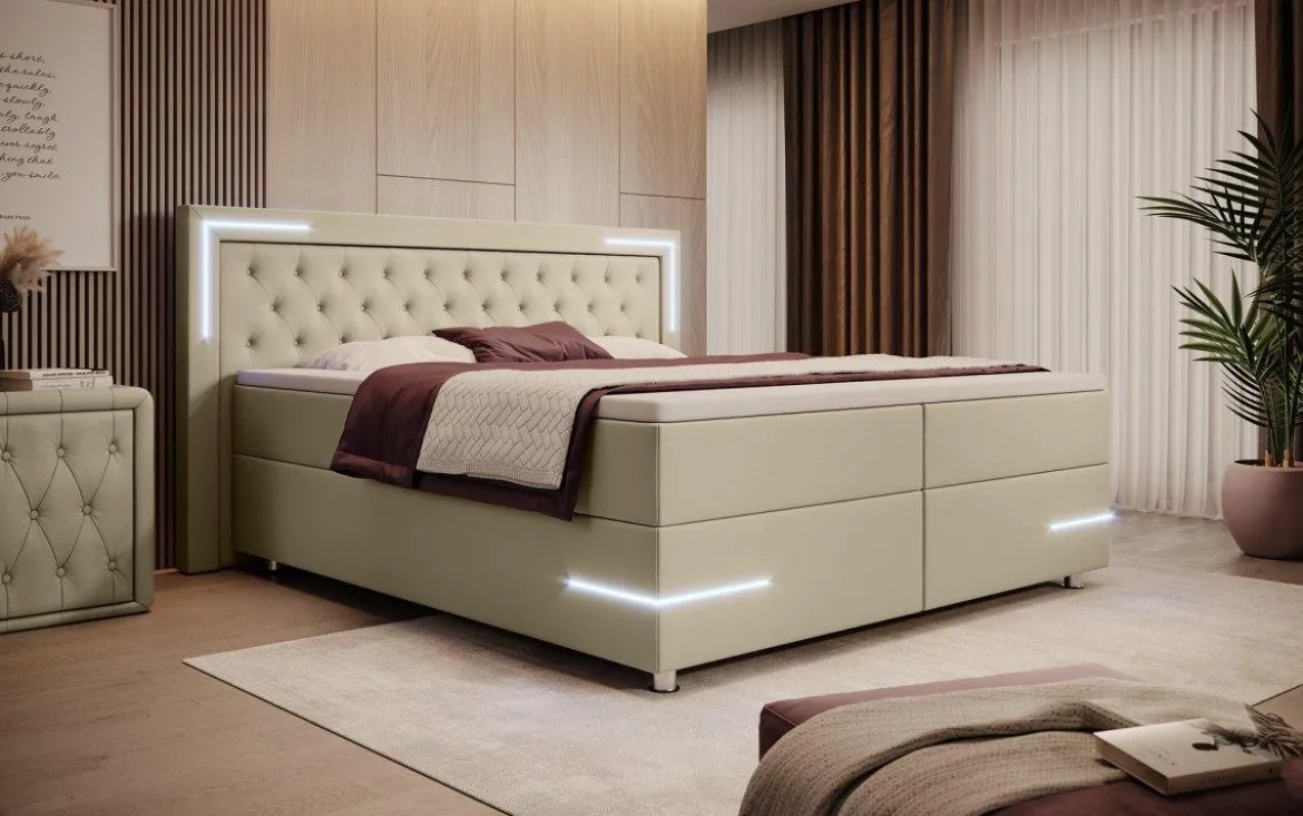 Boxspringbett Verona mit LED (Kunstleder)