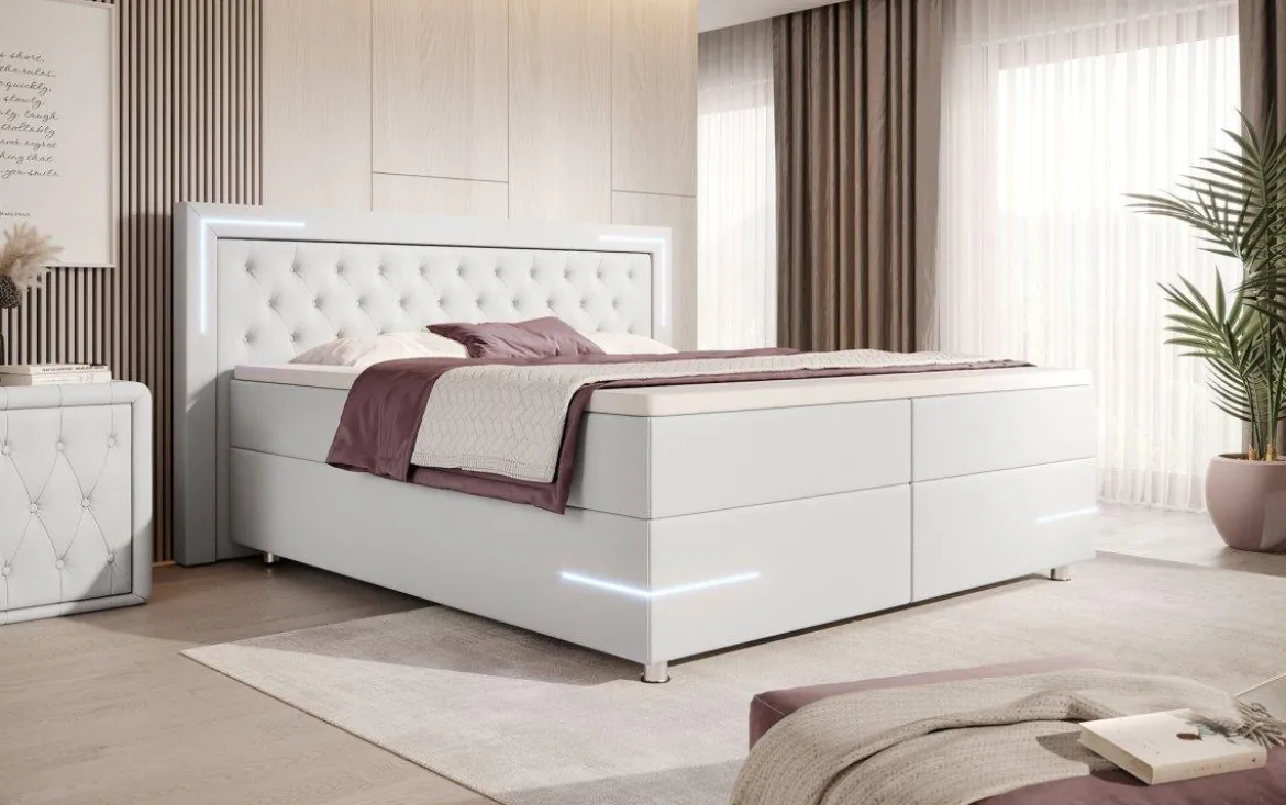 Boxspringbett Verona mit LED (Kunstleder)