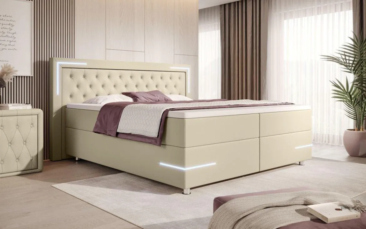 Boxspringbett Verona mit LED (Kunstleder)