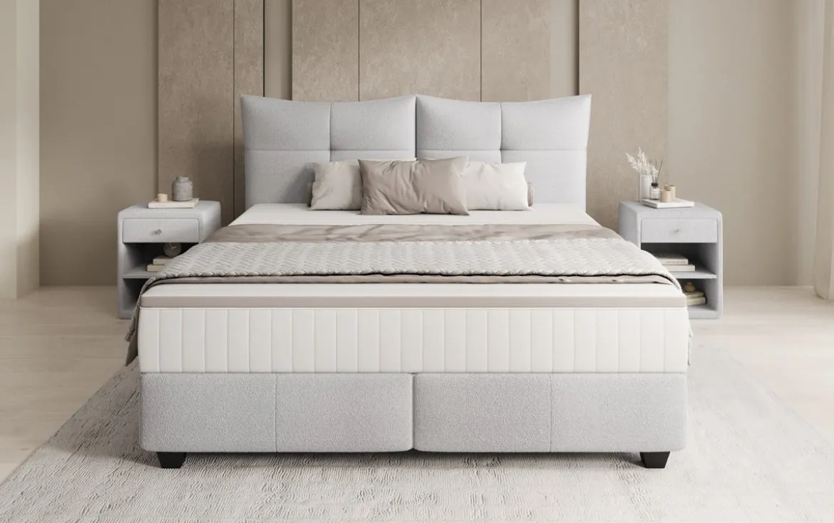 Boxspringbett Veyora in Bouclé