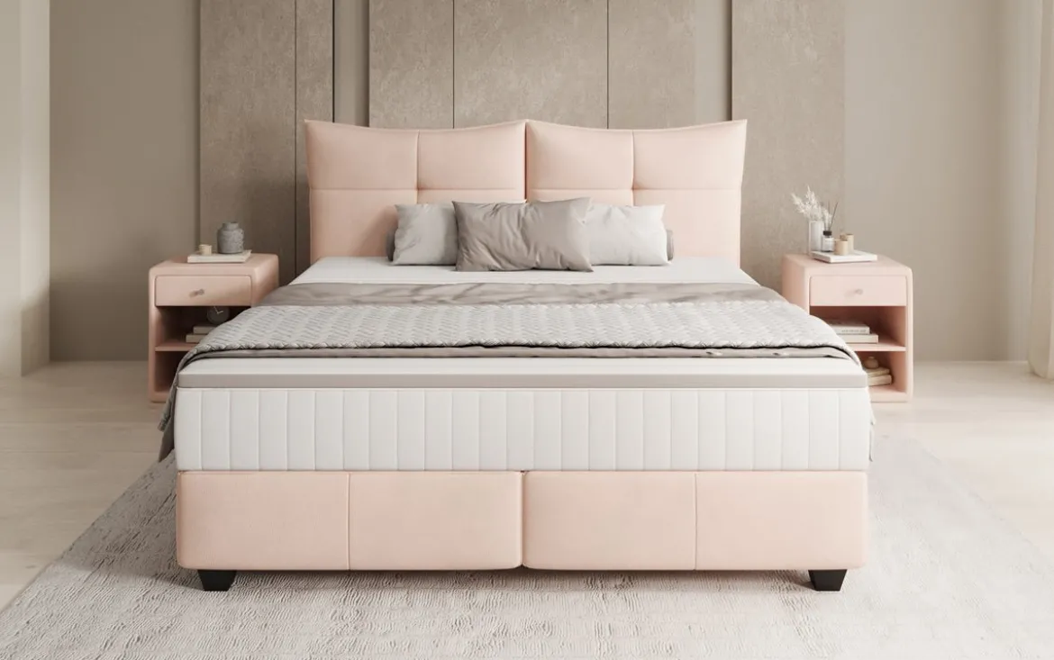 Boxspringbett Veyora in Echtleder
