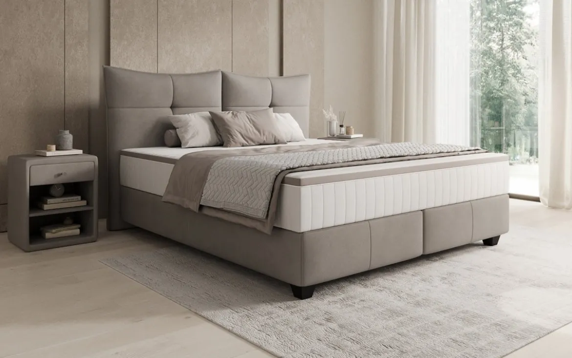 Boxspringbett Veyora in Echtleder