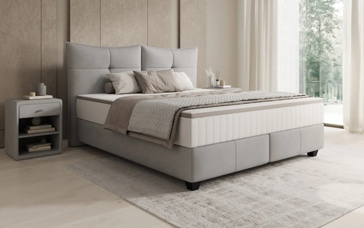 Boxspringbett Veyora in Echtleder