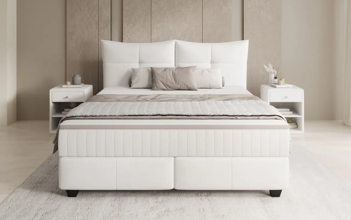 Boxspringbett Veyora in Echtleder