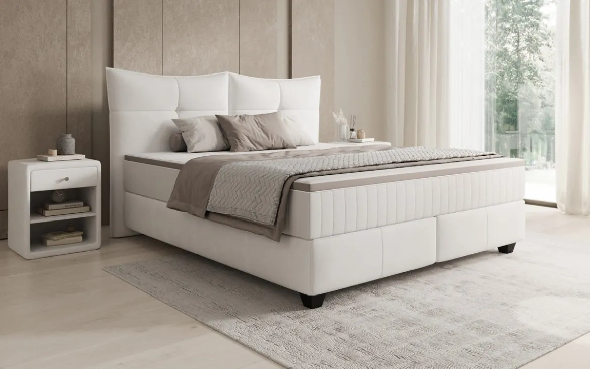 Boxspringbett Veyora in Echtleder