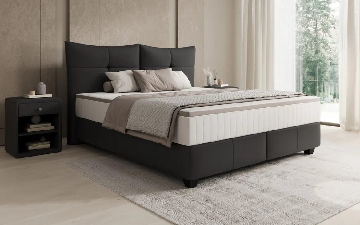 Boxspringbett Veyora in Echtleder