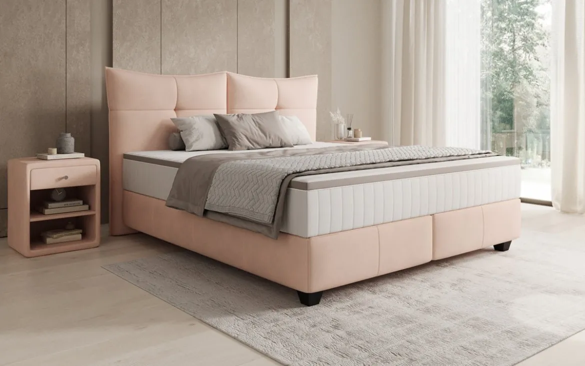 Boxspringbett Veyora in Echtleder