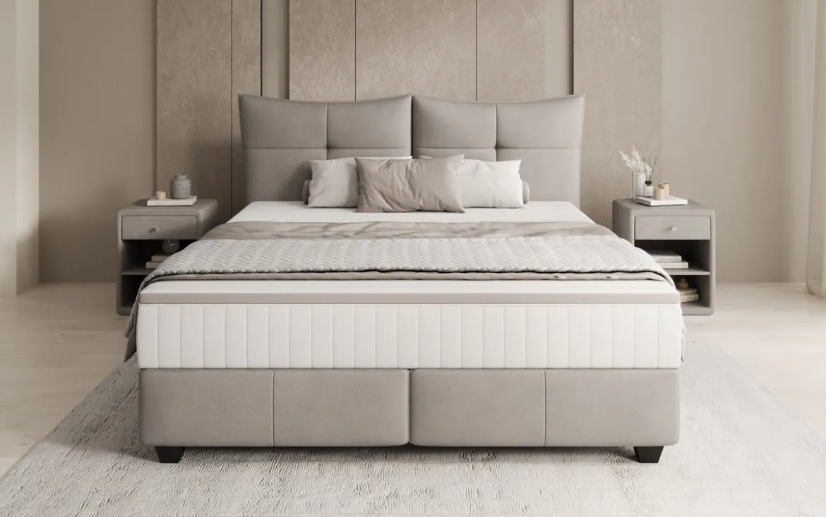 Boxspringbett Veyora in Echtleder