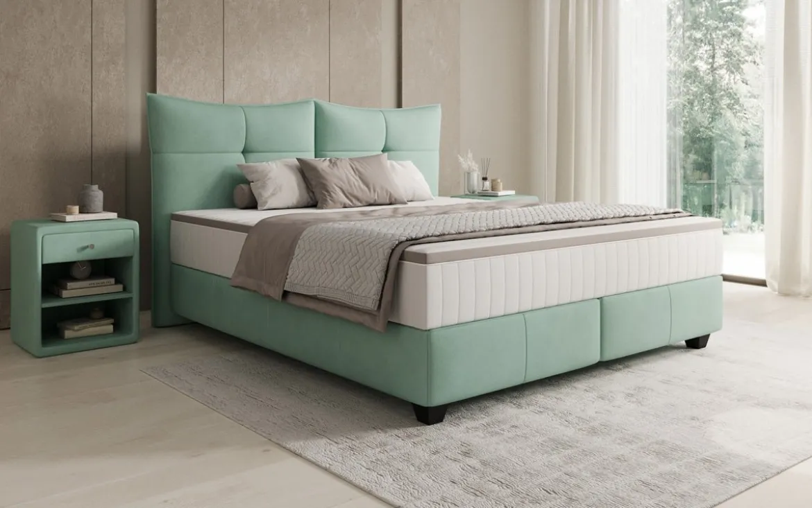Boxspringbett Veyora in Echtleder