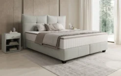 Boxspringbett Veyora in Echtleder