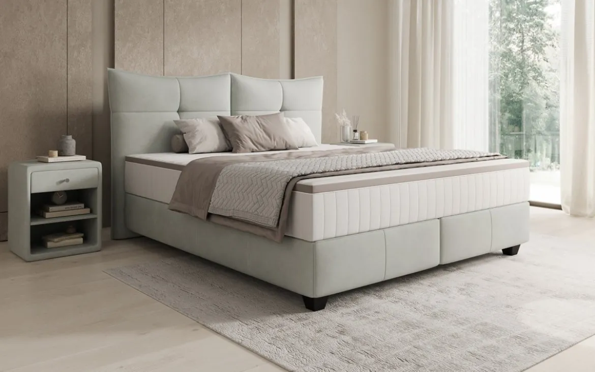 Boxspringbett Veyora in Echtleder