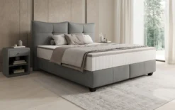 Boxspringbett Veyora in Echtleder