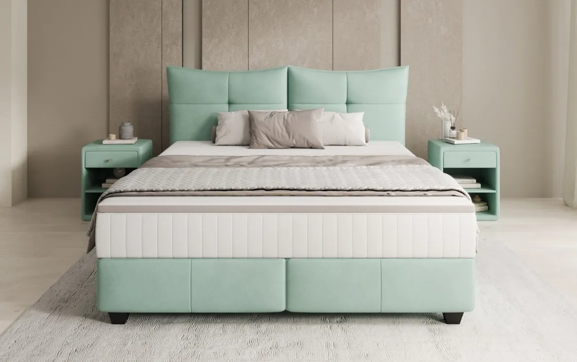 Boxspringbett Veyora in Echtleder