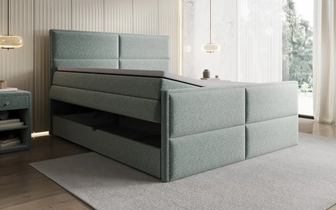 Boxspringbett Viola in Strukturstoff mit Stauraum