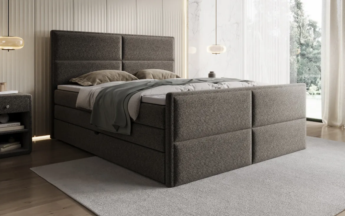Boxspringbett Viola in Strukturstoff mit Stauraum