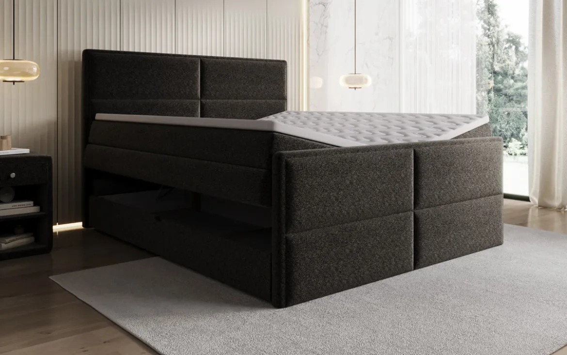 Boxspringbett Viola in Strukturstoff mit Stauraum