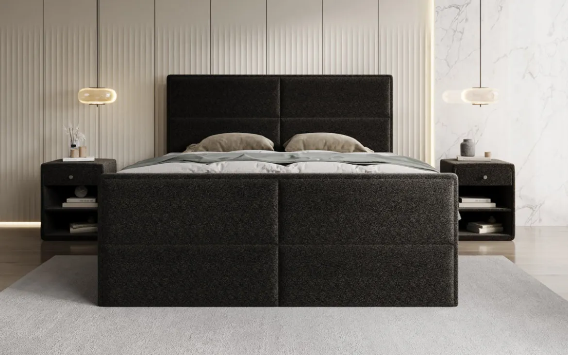 Boxspringbett Viola in Strukturstoff mit Stauraum