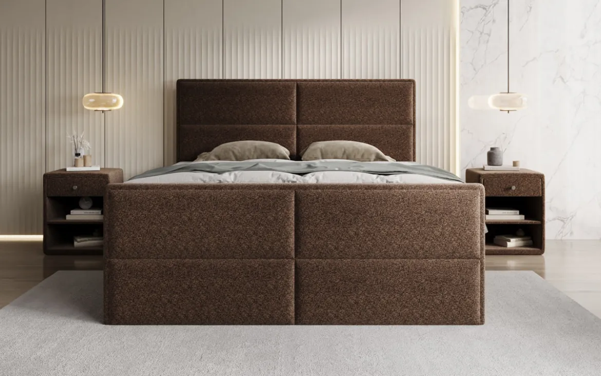 Boxspringbett Viola in Strukturstoff mit Stauraum
