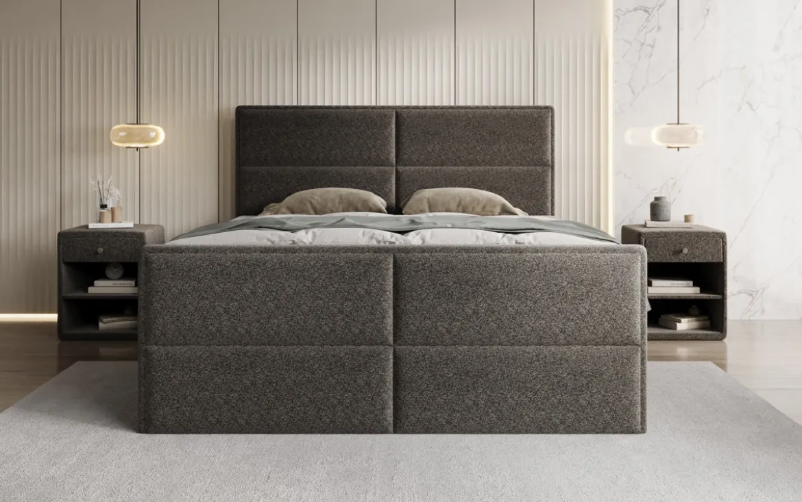 Boxspringbett Viola in Strukturstoff mit Stauraum