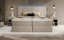 Boxspringbett Voyage mit LED u. Stauraum in Samt