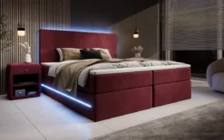 Boxspringbett Voyage mit LED u. Stauraum in Samt