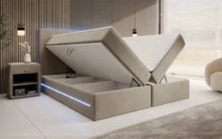 Boxspringbett Voyage mit LED u. Stauraum in Samt