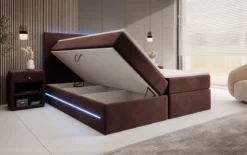 Boxspringbett Voyage mit LED u. Stauraum in Samt