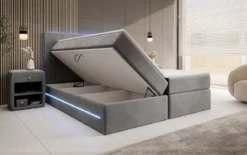 Boxspringbett Voyage mit LED u. Stauraum in Samt
