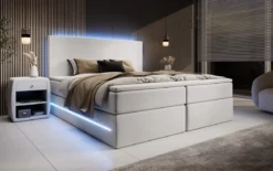 Boxspringbett Voyage mit LED u. Stauraum in Samt