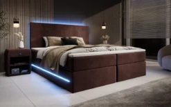 Boxspringbett Voyage mit LED u. Stauraum in Samt