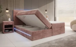 Boxspringbett Voyage mit LED u. Stauraum in Cord