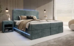 Boxspringbett Voyage mit LED u. Stauraum in Cord