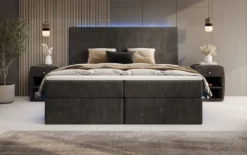 Boxspringbett Voyage mit LED u. Stauraum in Cord