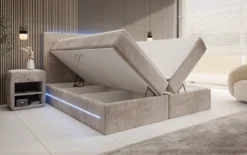 Boxspringbett Voyage mit LED u. Stauraum in Cord