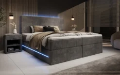 Boxspringbett Voyage mit LED u. Stauraum in Cord