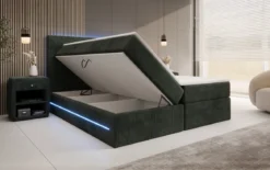 Boxspringbett Voyage mit LED u. Stauraum in Cord