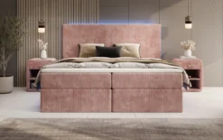 Boxspringbett Voyage mit LED u. Stauraum in Cord