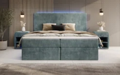 Boxspringbett Voyage mit LED u. Stauraum in Cord