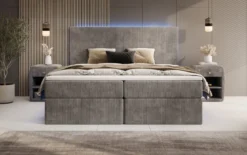 Boxspringbett Voyage mit LED u. Stauraum in Cord