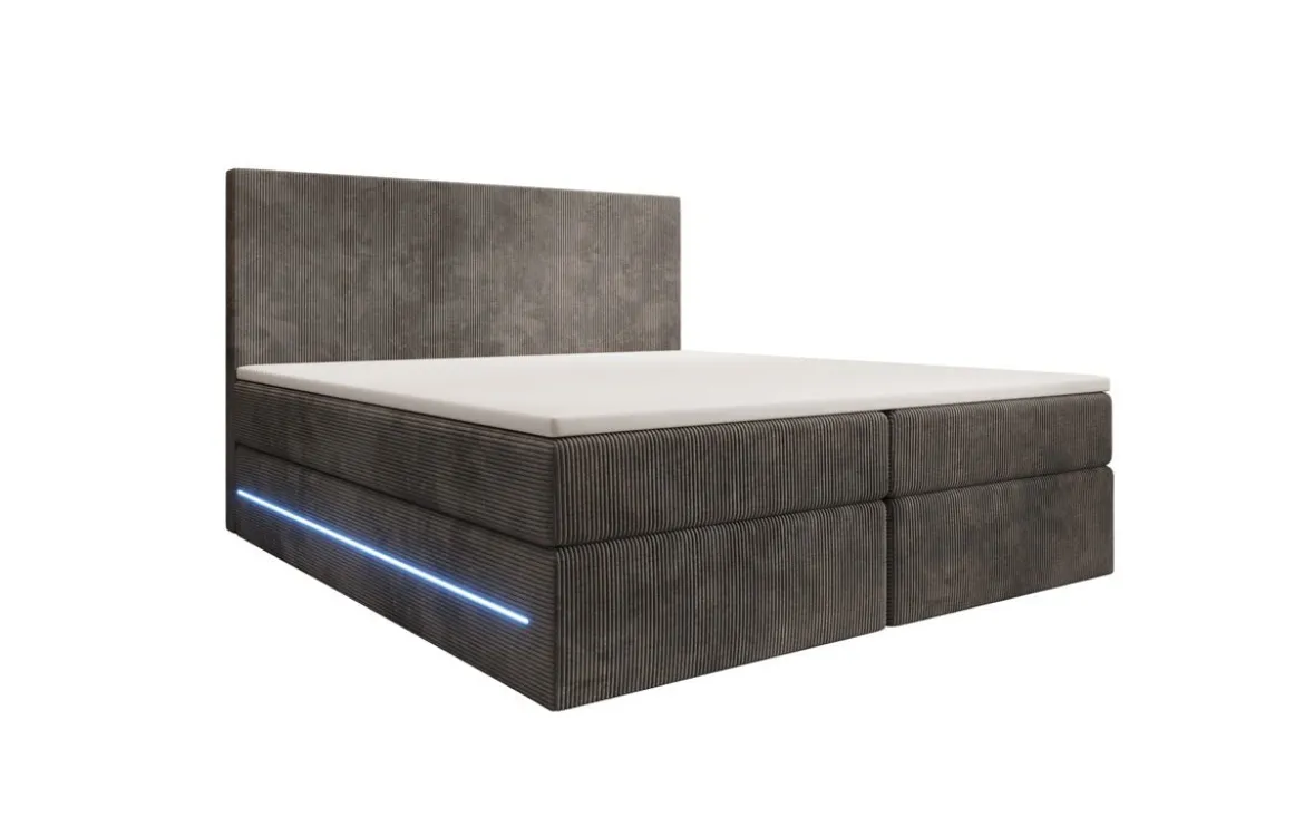 Boxspringbett Voyage mit LED u. Stauraum in Cord