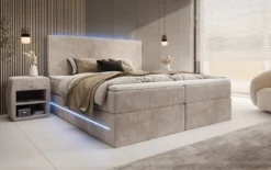 Boxspringbett Voyage mit LED u. Stauraum in Cord