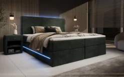 Boxspringbett Voyage mit LED u. Stauraum in Cord