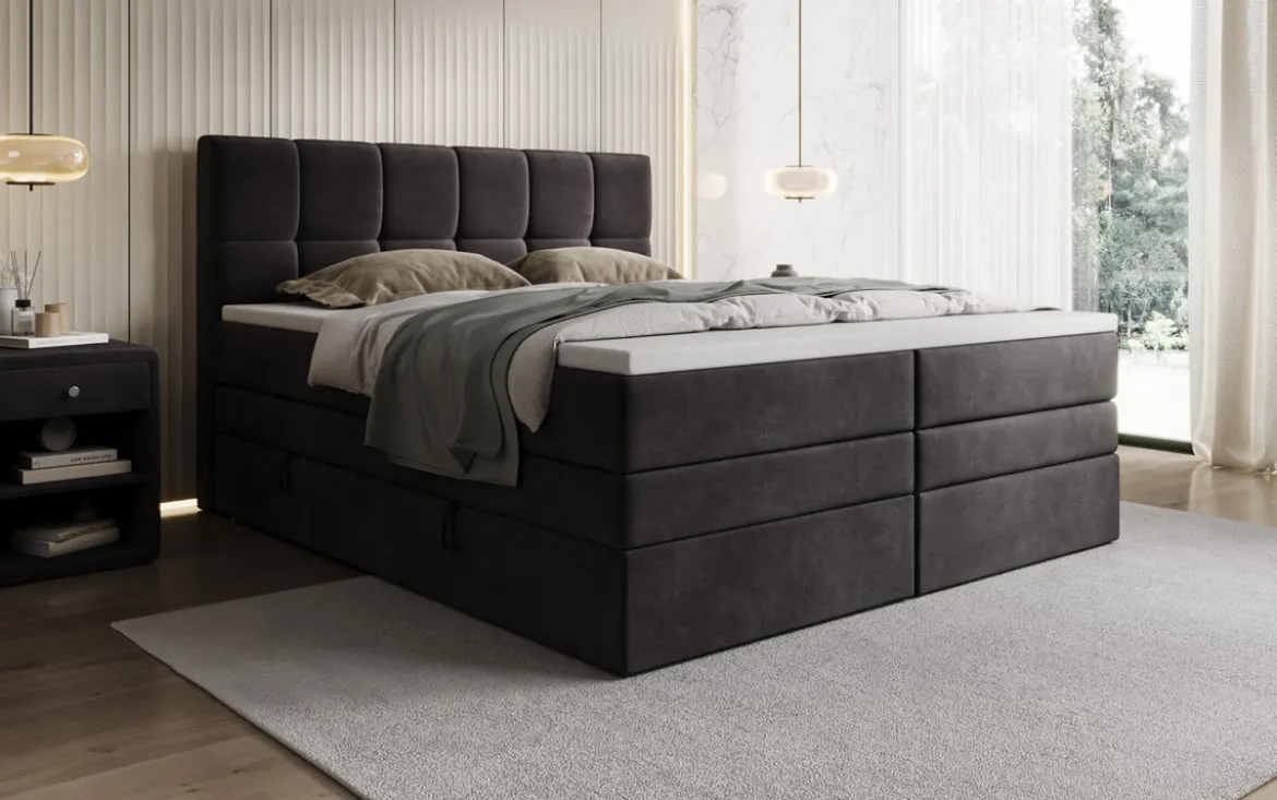 Boxspringbett Windsor mit Stauraum in Samt