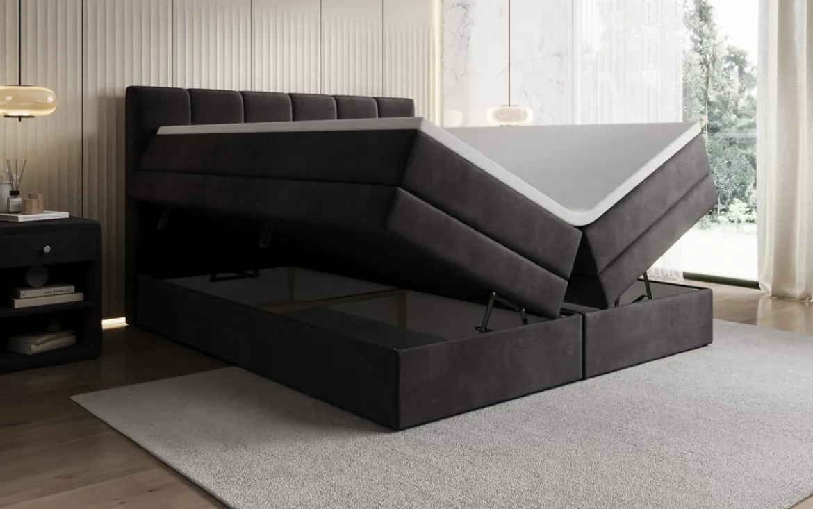 Boxspringbett Windsor mit Stauraum in Samt