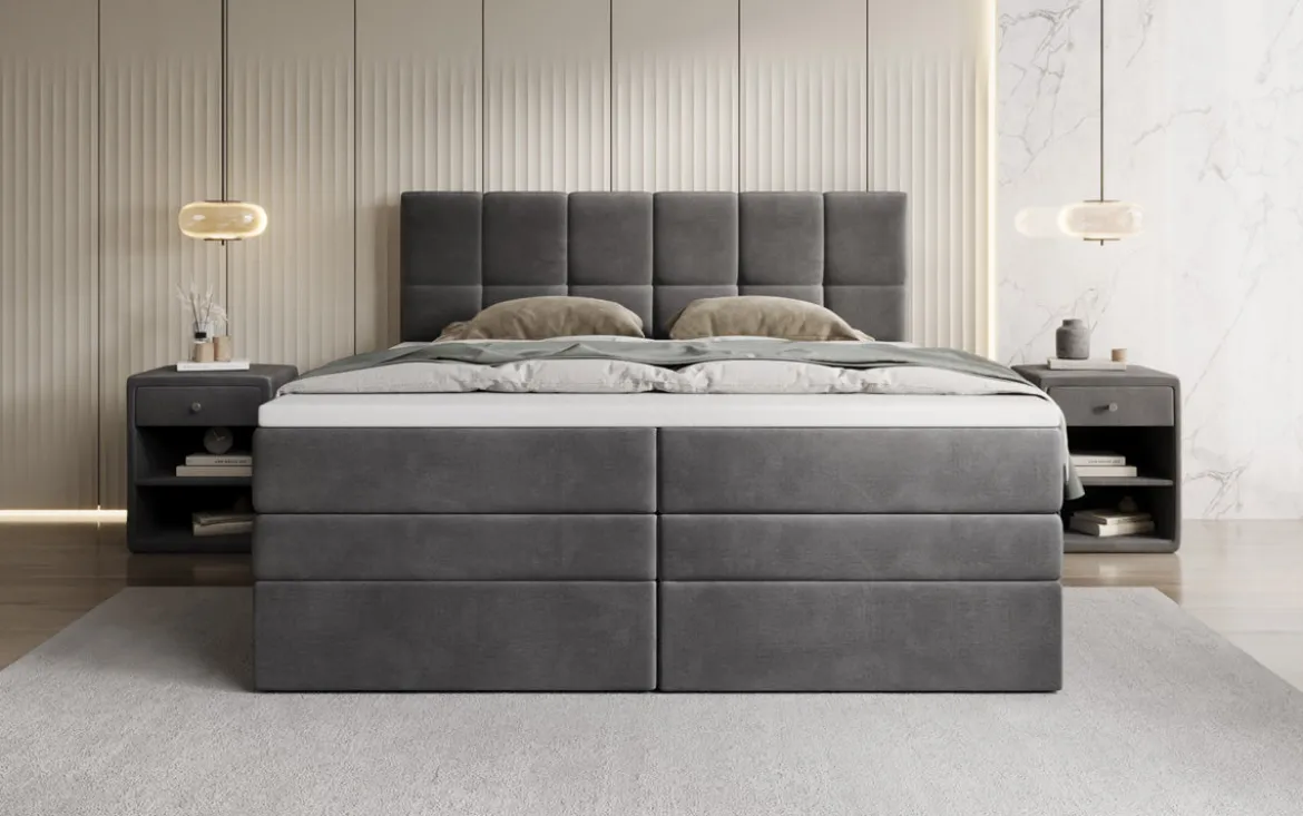 Boxspringbett Windsor mit Stauraum in Samt