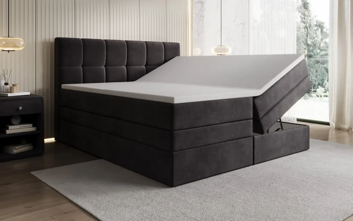 Boxspringbett Windsor mit Stauraum in Samt