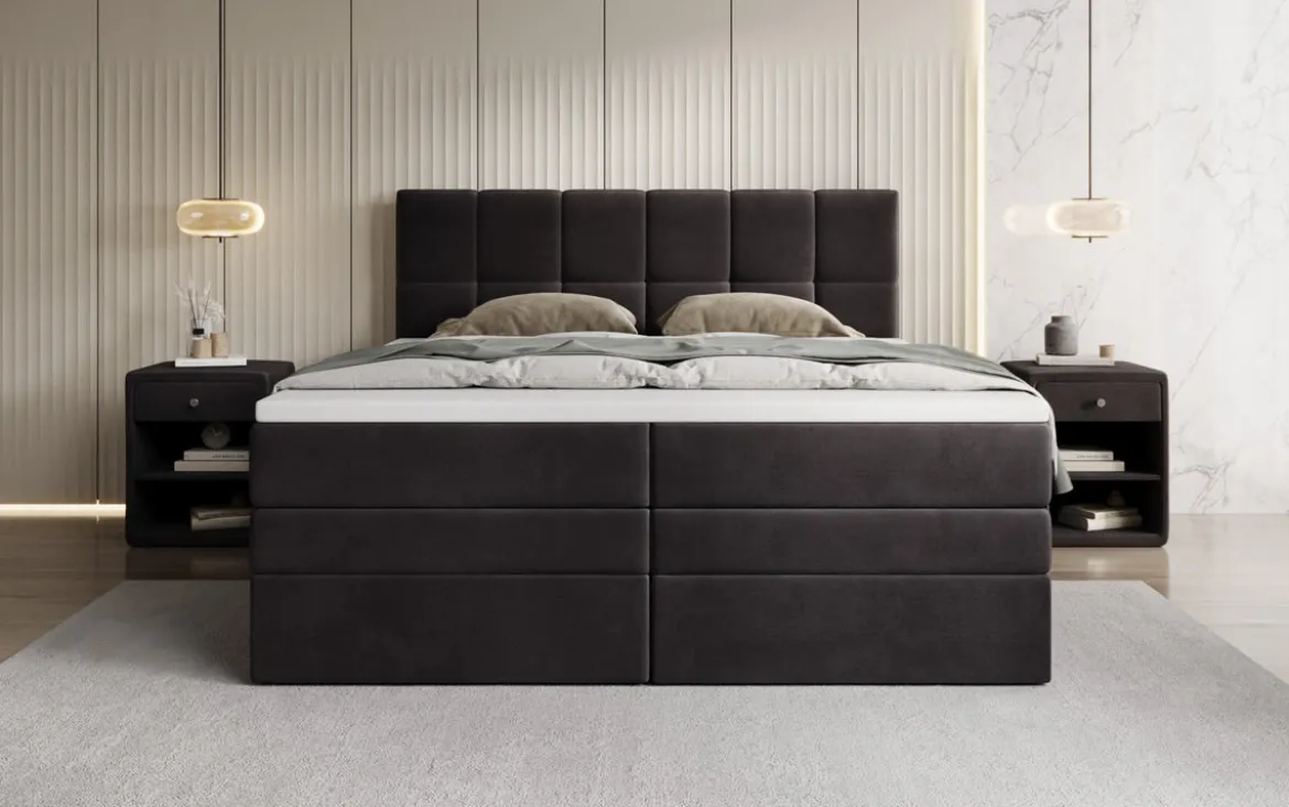 Boxspringbett Windsor mit Stauraum in Samt