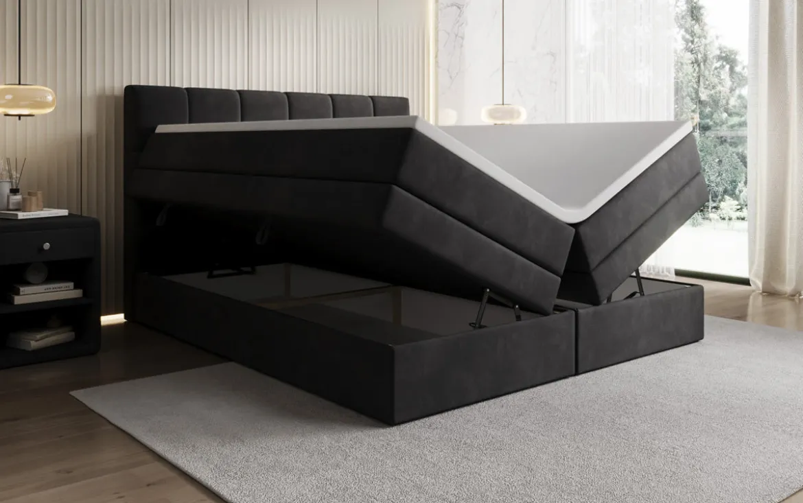 Boxspringbett Windsor mit Stauraum in Samt