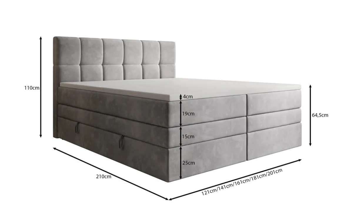 Boxspringbett Windsor mit Stauraum in Samt