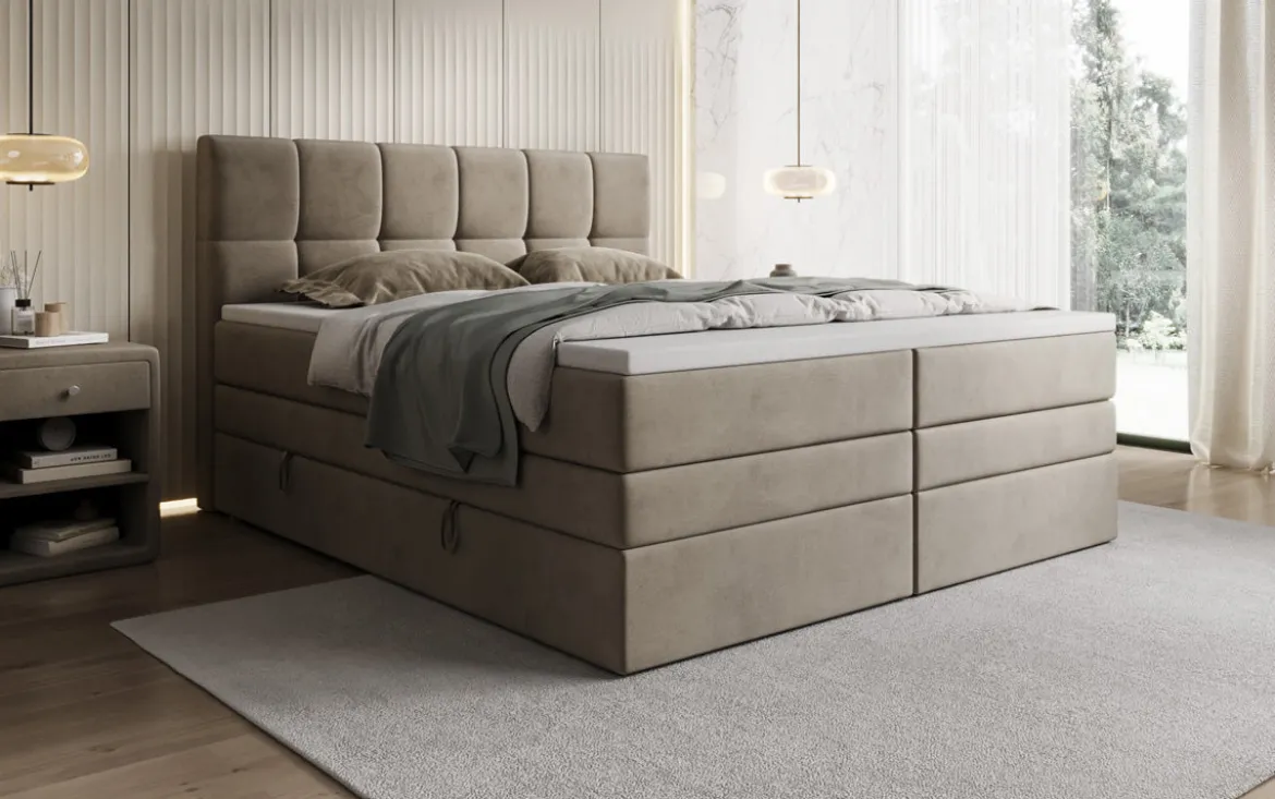 Boxspringbett Windsor mit Stauraum in Samt